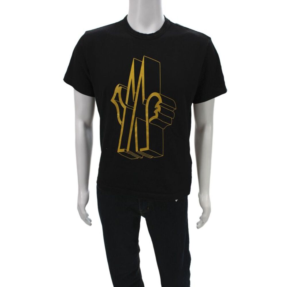 Moncler Mens Black Basic Crew Neck Graphic Cotton T-Shirt Size S